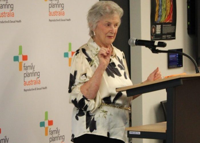 Wendy McCarthy AC speaking at Family Planning Australia’s seminar.